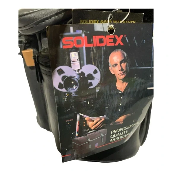 Solidex Black Leather Camera Video Equipment Bag with Gold Warranty